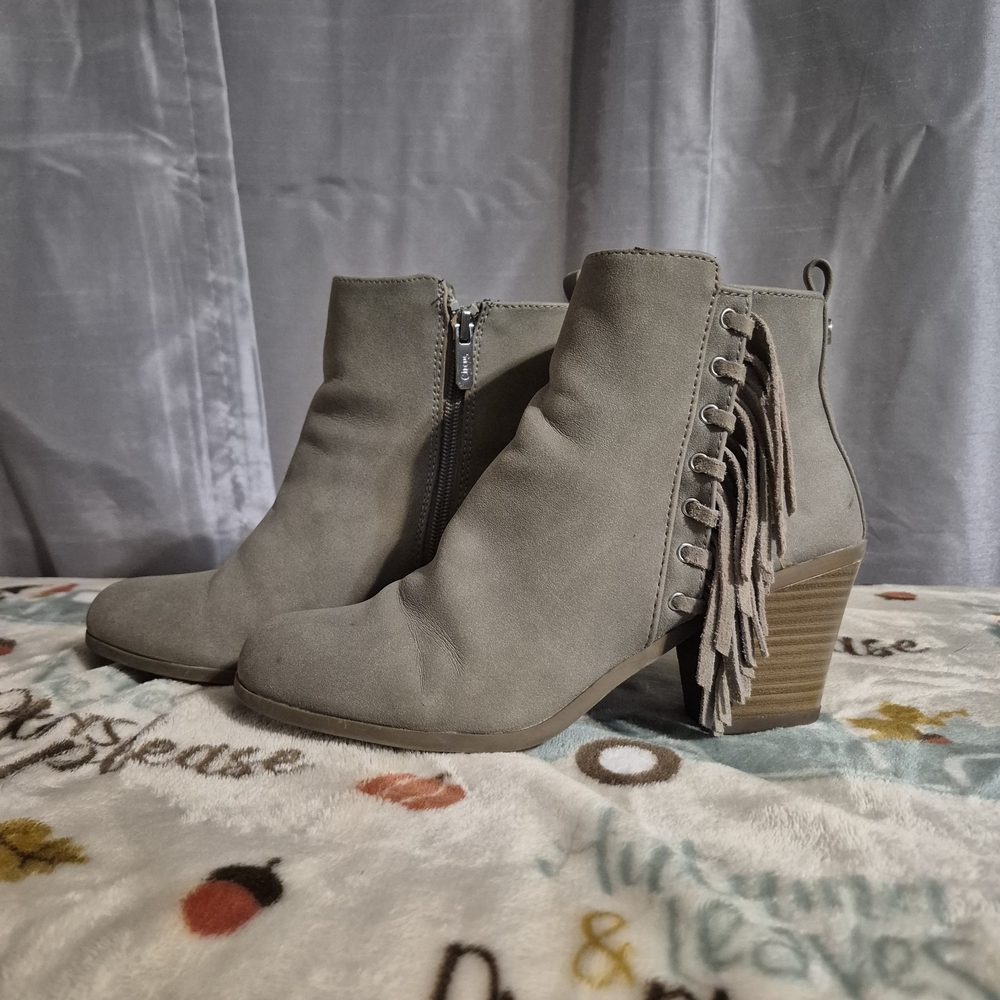 Circus by Sam Edelman Gray Ankle Boots with Fringe